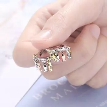 Серьги-кольца из стерлингового серебра 925 пробы с животными, три цвета, маленькие рыбки, серьги-кольца, уникальный дизайн, ювелирные изделия для женщин, модные подарки для вечеринок, S-E897