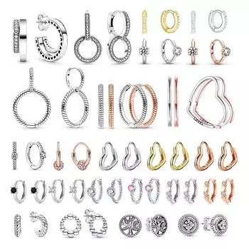 Стерлинговые серьги-кольца для женщин, серьги-кольца в форме сердца, настоящие украшения, оригинальные брендовые украшения