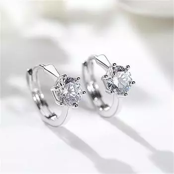 Серьги-кольца из стерлингового серебра 925 пробы с цирконием, кристаллы для пирсинга ушей для женщин и девочек, модные вечерние украшения для свадьбы, подарка розового золота