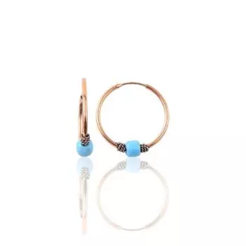 Серьги-кольца из стерлингового серебра 17 мм с бирюзовым камнем