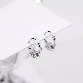 Серьги-кольца из стерлингового серебра 925 пробы с белым цирконием, милые женские маленькие круглые металлические серьги для женщин, винтажные свадебные серьги