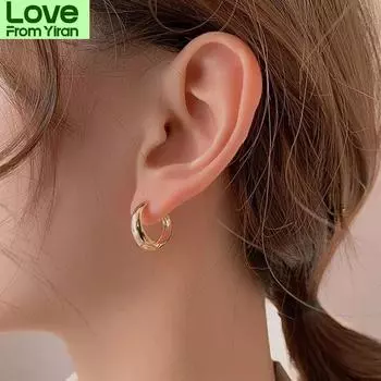 Серьги-кольца из стерлингового серебра 925 пробы для женщин и мужчин, геометрические серьги-кольца, украшения для вечеринок, подарки S -E1373