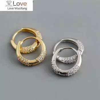 Серьги-кольца из стерлингового серебра 925 пробы с микро-инкрустацией цирконием для женщин, легкие роскошные серьги в стиле темперамент, продажа ювелирных изделий золотистый