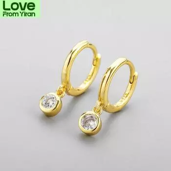 Серьги-кольца из стерлингового серебра 925 пробы с белым цирконием для женщин, маленькие золотые серебряные серьги, ежедневные ювелирные подарки