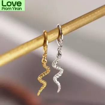 Серьги-кольца из стерлингового серебра 925 пробы для женщин и мужчин, змея, животное, золото, серебро, украшения для ушей, подарки S -E1386