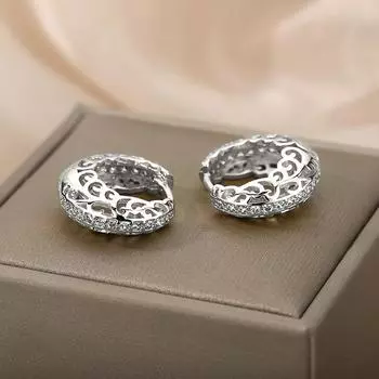 Серьги-кольца из стерлингового серебра 925 пробы с кубическим цирконием для женщин, эффектные аксессуары, женские свадебные серьги, новые модные ювелирные изделия