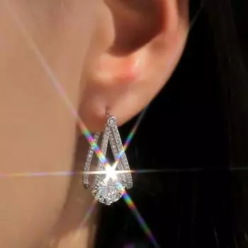 Серьги-кольца из стерлингового серебра 925 пробы для женщин, модные серьги с кристаллами и фианитами, стильные женские украшения
