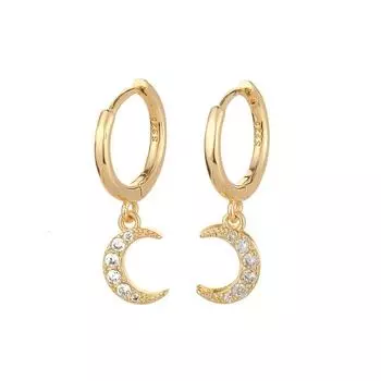 Серьги-кольца из стерлингового серебра 925 пробы с лунным фианитом для женщин, изящные крошечные серьги, ювелирные изделия для пирсинга ушей