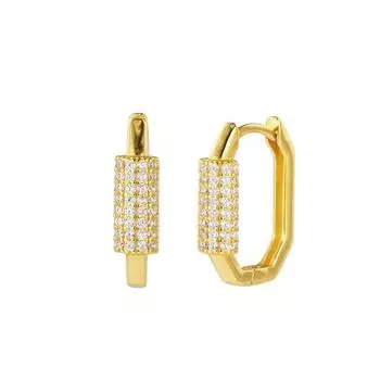 Серьги-кольца из стерлингового серебра 925 пробы с геометрическим узором из циркония, простые роскошные серьги ручной работы, оптовая продажа по дропшиппингу золотистый