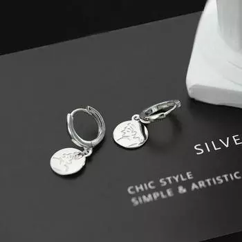 Серьги-кольца из стерлингового серебра 925 пробы с круглыми дисками для женщин и мужчин, геометрические серьги, украшения для вечеринок, подарки S-E1349