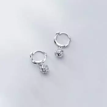 Серьги-кольца из стерлингового серебра 925 пробы с полым шариком, модные сверкающие кубические циркониевые украшения для ушей для женщин, оптовая продажа S -E1098