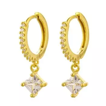 Серьги-кольца из стерлингового серебра 925 пробы с квадратным цирконием для женщин и мужчин, маленькие серьги, ювелирные изделия, подарки