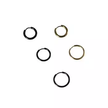 Серьги-кольца из титановой стали, цвет унисекс, серебристый/черный/золотой, с пряжкой, круглые, круговые B1