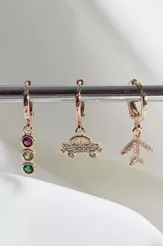 Серьги-кольца из трех частей золотого цвета Vip Collection