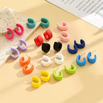 Серьги-кольца конфетного цвета простые серьги для женщин жёлтый