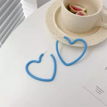 Серьги-кольца конфетного цвета с сердечком любви, большие обручи, преувеличенные серьги-кольца с сердечками для девочек 11