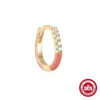 Серьги-кольца летнего цвета из стерлингового серебра S925 с круглыми бриллиантами неправильной формы в виде капли масла 925 Silver