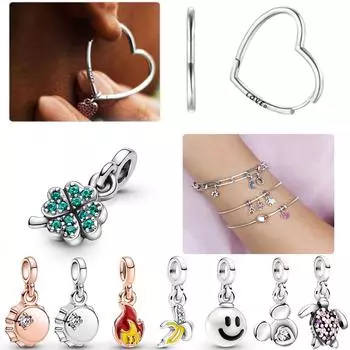 Серьги-кольца Loved Heart из стерлингового серебра 925 пробы для женщин Серьги из серебра 925 пробы с подвесками для оригинального шарма Millie