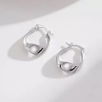 Серьги-кольца Mobius Loop Silver Water Drop для женщин - европейский и американский стиль Small