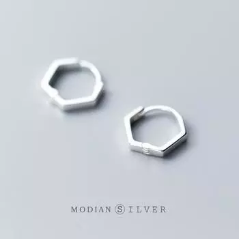 Серьги-кольца Modian из стерлингового серебра 925 пробы с геометрическим узором и простым розовым золотом для женщин и девушек в корейском стиле, ювелирные украшения