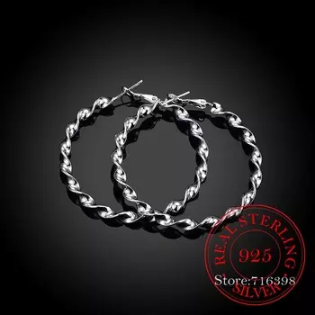 Серьги-кольца Personality Hyperbole из стерлингового серебра 925 пробы с простыми гладкими большими круглыми подвесками для женщин, ювелирные изделия из стерлингового серебра