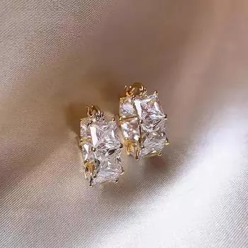 Серьги-кольца принцессы с белым цирконием для женщин, роскошные круглые серьги золотого цвета, повседневные вечерние ювелирные изделия, подарок золотой/белый