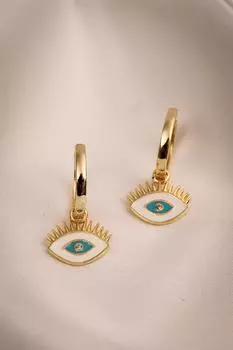 Серьги-кольца с белой эмалью