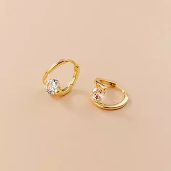 Серьги-кольца с блестящим цирконием и геометрическим кругом для женщин, свежие очаровательные простые корейские ювелирные изделия, подарок другу золотой