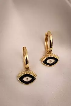 Серьги-кольца с черной эмалью