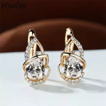 Серьги-кольца с цветком лотоса из белого циркония, серьги в стиле панк из розового золота, серьги-капли из радужного кристалла для женщин белый