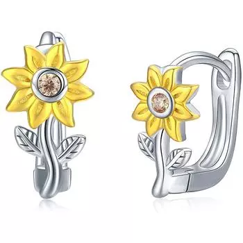 Серьги-кольца с цветком подсолнуха для женщин, модные ювелирные изделия, серьги-кольца, подарки на день рождения для девочек