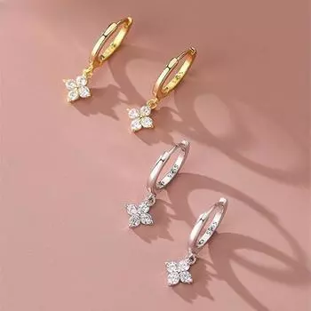 Серьги-кольца с цветочным кулоном для женщин Simple Fashion золотой