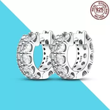 Серьги-кольца с двойной полосой паве из серебра 925 пробы, праздничный подарок для друзей, любимых, модные серьги для женщин