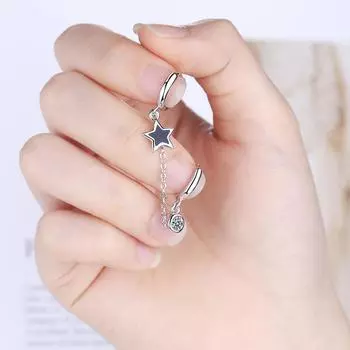 Серьги-кольца с двумя отверстиями для ушей из циркония, черные серьги-звезды с каплями и глазурью для женщин, минималистичные подарки 1PC