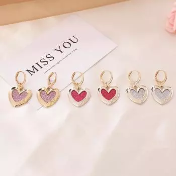 Серьги-кольца с глазурью в виде сердца для женщин и девочек, ювелирный подарок