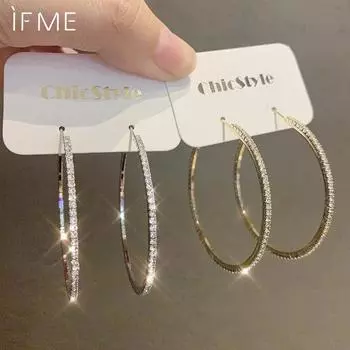 Серьги-кольца с инкрустацией из циркония, изысканные, легкие, роскошные, большие, серьги из циркония, стильные и модные серьги