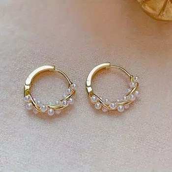 Серьги-кольца с искусственным жемчугом — элегантный богемный дизайн, идеально подходят для повседневной носки или в качестве подарка, винтажные женские украшения. золотой