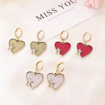 Серьги-кольца с кристаллами циркона и глазурью в форме сердца для женщин и девочек, ювелирные изделия со стразами, женские вечерние серьги-капли, подарки