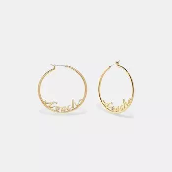 Серьги-кольца с логотипом Coach, золотистый