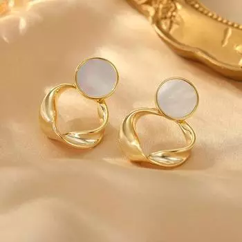 Серьги-кольца с металлическим крученым кольцом, женские дизайнерские серьги-гвоздики Sense Temperament Versatile, персонализированные модные серьги 18K золотой