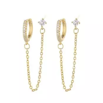 Серьги-кольца с микроцирконием из стерлингового серебра 925 пробы для женщин, креативные серьги-цепочки, украшения для вечеринок золотистый