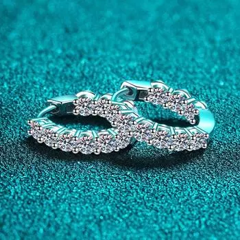 Серьги-кольца с муассанитом 1,8 карата, серебро 925 пробы, позолоченные, серьги из 18-каратного золота для женщин, вечерние свадебные украшения