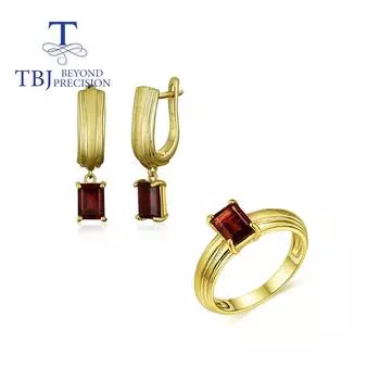 Серьги-кольца с натуральным драгоценным камнем и красным гранатом, комплект ювелирных изделий, простой дизайн, женские изысканные украшения на каждый день us ring size 6# красный