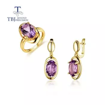 Серьги-кольца с натуральным бразильским аметистом овальной формы 8*12 мм, простой дизайн, ювелирные изделия из серебра 925 пробы, модные украшения для женщин