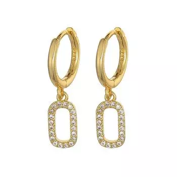 Серьги-кольца с овальными подвесками из стерлингового серебра 925 пробы с цирконием, женские простые геометрические золотые серьги золотой