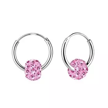 Серьги-кольца с подвесками из стерлингового серебра 92,5-925 пробы с хрустальным шаром для девочек из чистого серебра