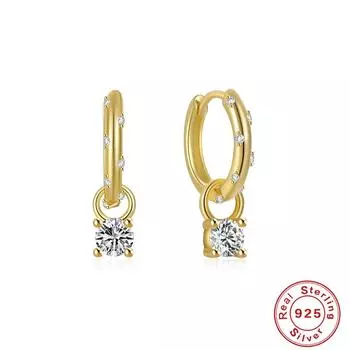 Серьги-кольца с подвеской в форме капли воды из стерлингового серебра 925 пробы с бриллиантами 5А и цирконием, круглые, треугольные, серьги-серьги 925 Silver