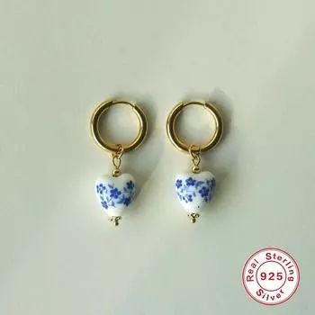 Серьги-кольца с подвеской в виде сердца Canner для женщин, украшения для ушей из циркона/керамики