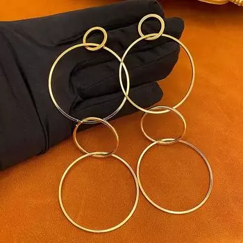 Серьги-кольца с преувеличенными цепочками, уникальный и уникальный дизайн, круглые серьги, простые, атмосферные и элитные серьги