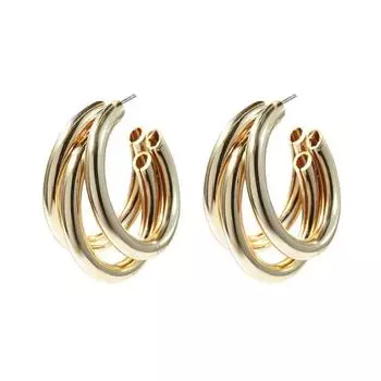 Серьги-кольца с тремя кольцами в стиле ретро и универсальном стиле, модные серьги и серьги в форме буквы С серебряный